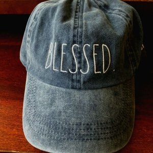 NWT RAE DUNN BLESSED EMBROIDERED BASEBALL CAP HAT. NAVY.